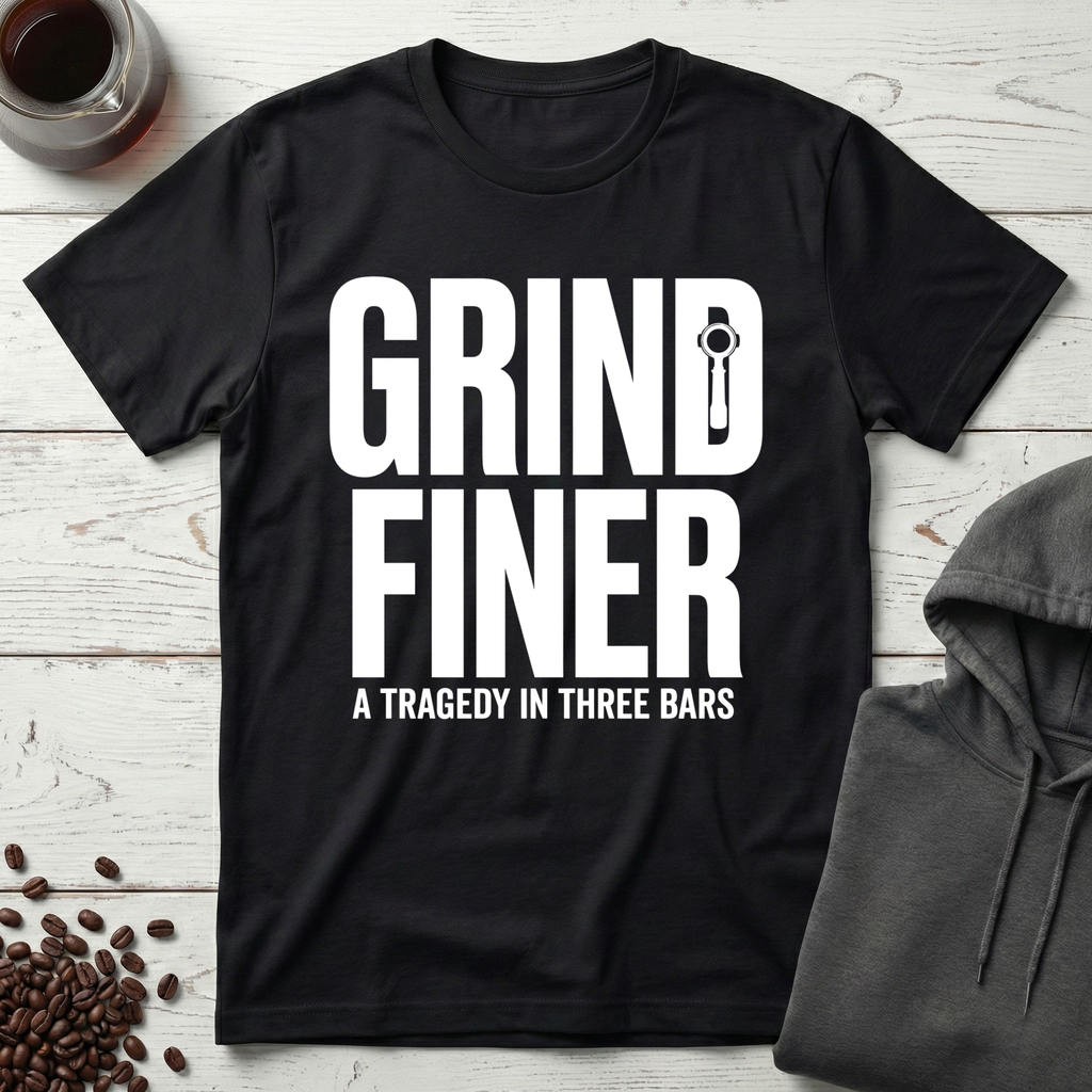 Grind Finer Coffee Snark T-Shirt