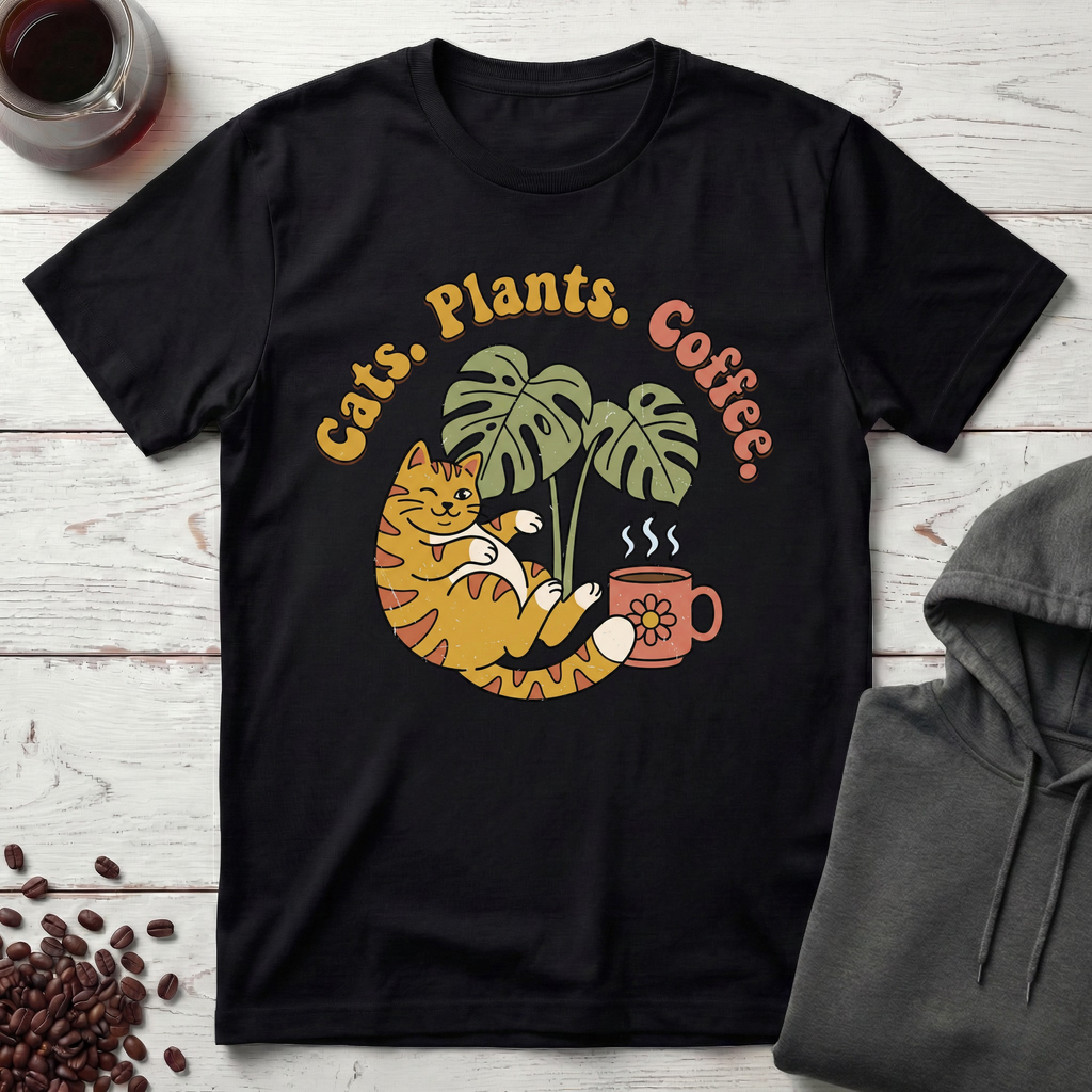 Cats Plants Coffee T-Shirt