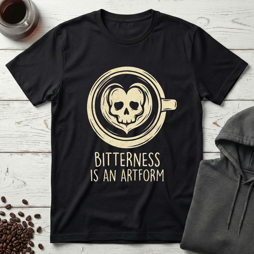 Bitterness Is an Artform Coffee Skull T-Shirt