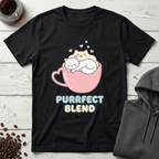 Purrfect Blend Cute Cats in Coffee Cup T-Shirt