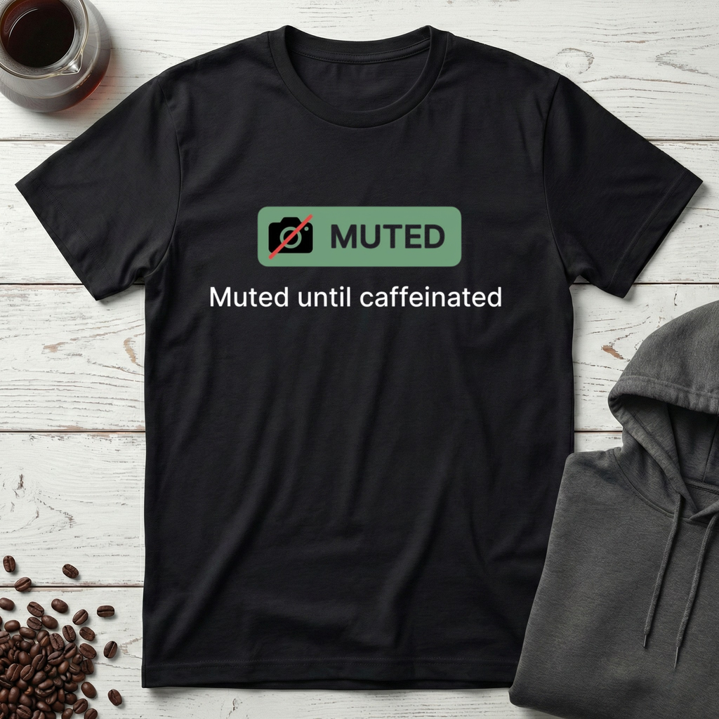 Muted Until Caffeinated Video Call Meeting T-Shirt