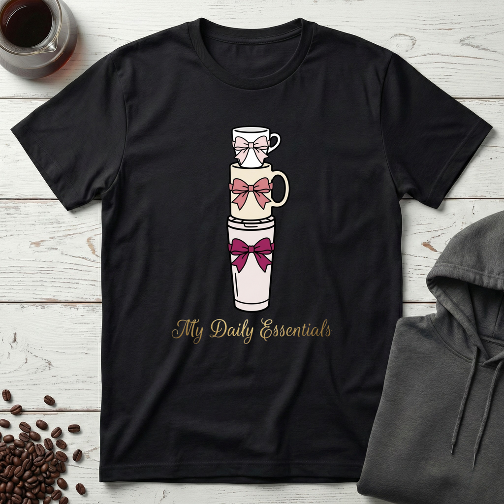 My Daily Essentials Coffee Cups With Bows T-Shirt