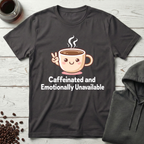 Caffeinated and Emotionally Unavailable T-Shirt