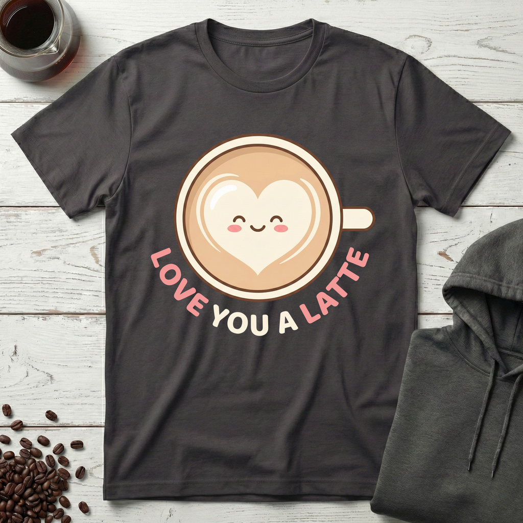 Love You a Latte Cute Heart Coffee Pun T-Shirt
