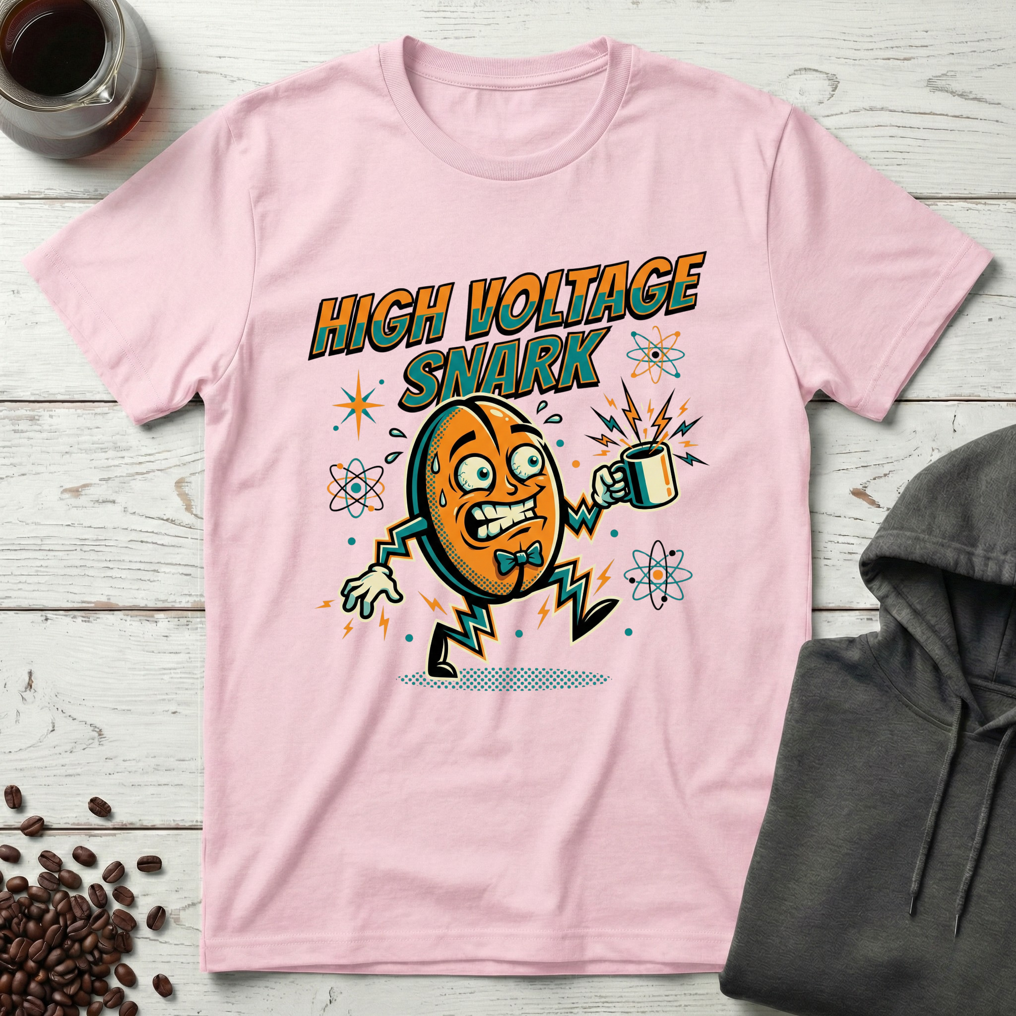 High Voltage Snark Retro Coffee Bean T-Shirt
