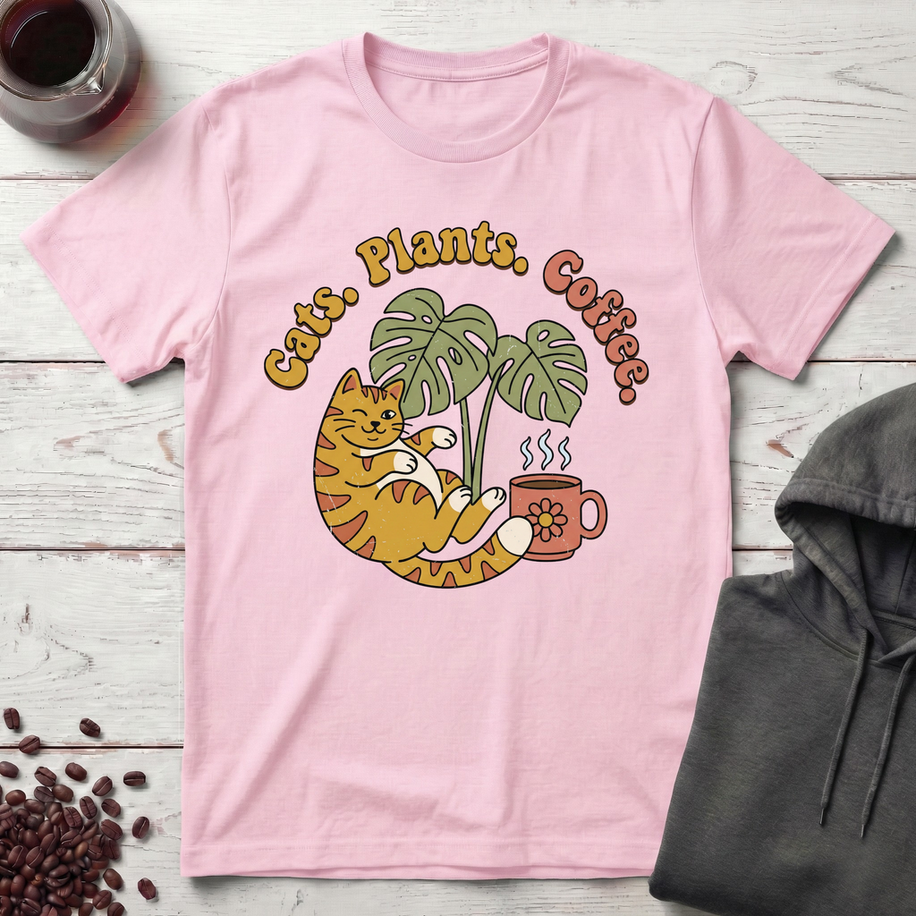 Cats Plants Coffee T-Shirt