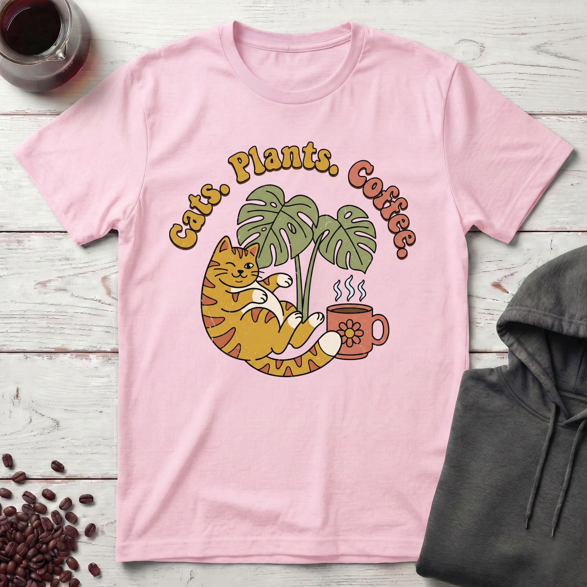 Cats Plants Coffee T-Shirt