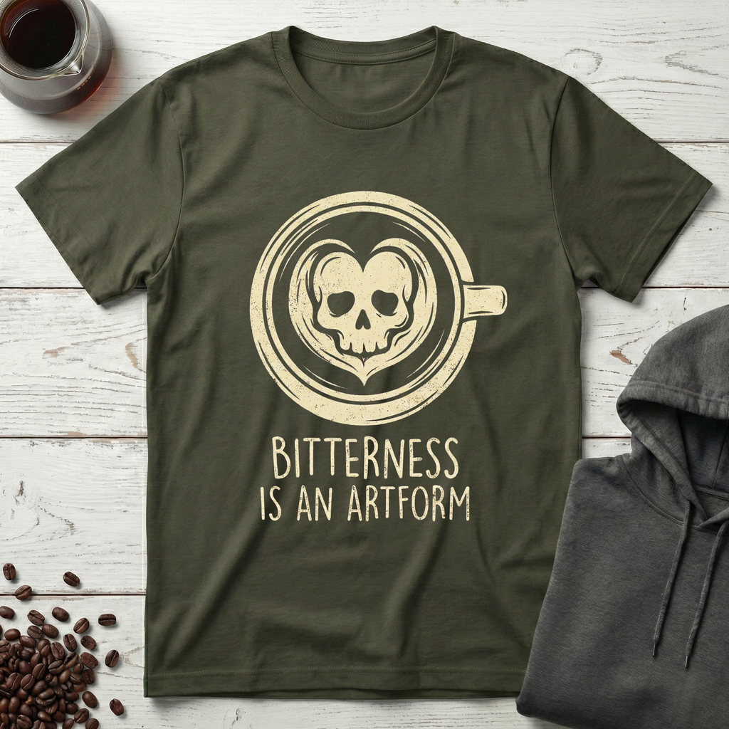 Bitterness Is an Artform Coffee Skull T-Shirt