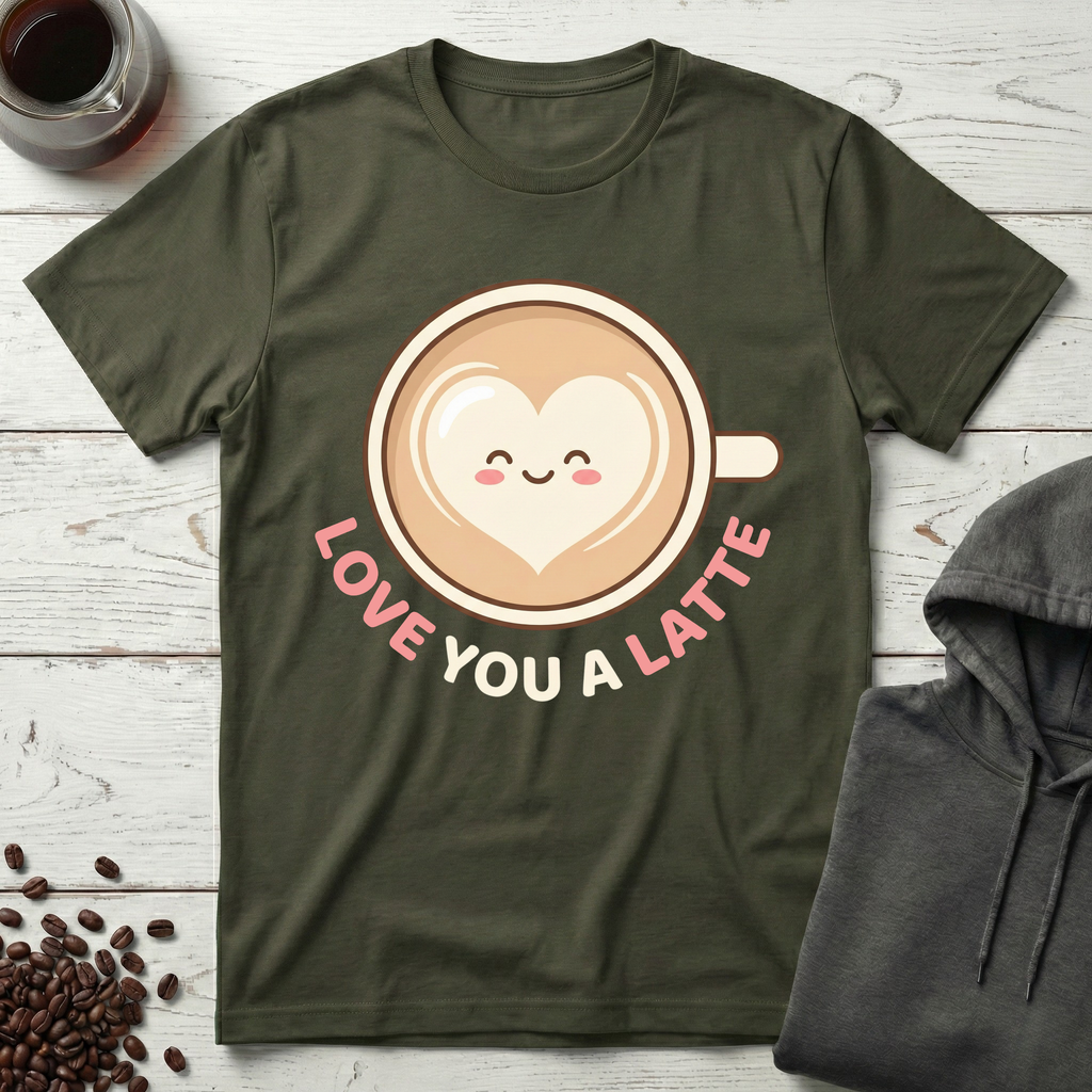 Love You a Latte Cute Heart Coffee Pun T-Shirt