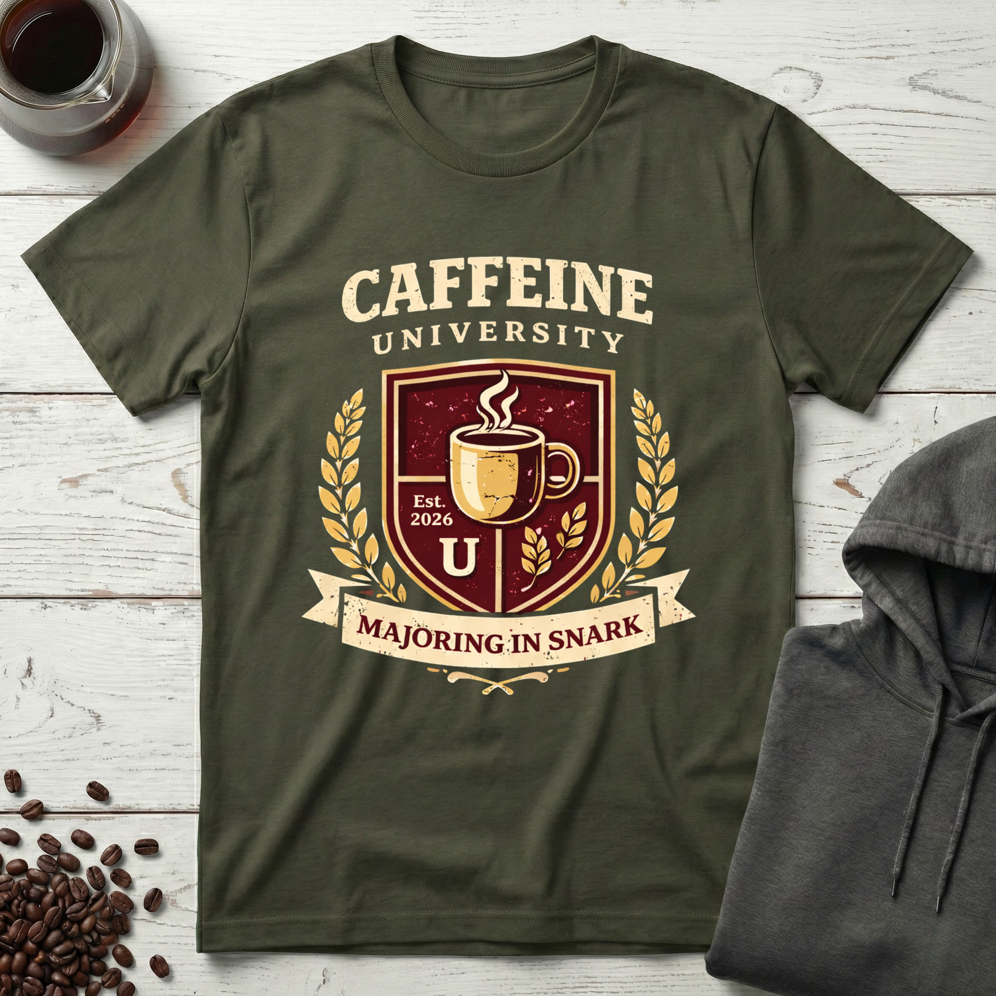 Caffeine University Majoring in Snark T-Shirt