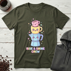 Rise and Shine Crew Kawaii Coffee Stack T-Shirt