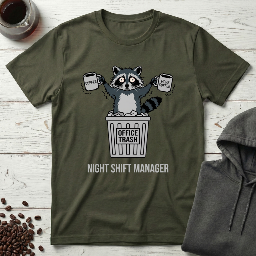 Night Shift Manager Raccoon Office Trash T-Shirt