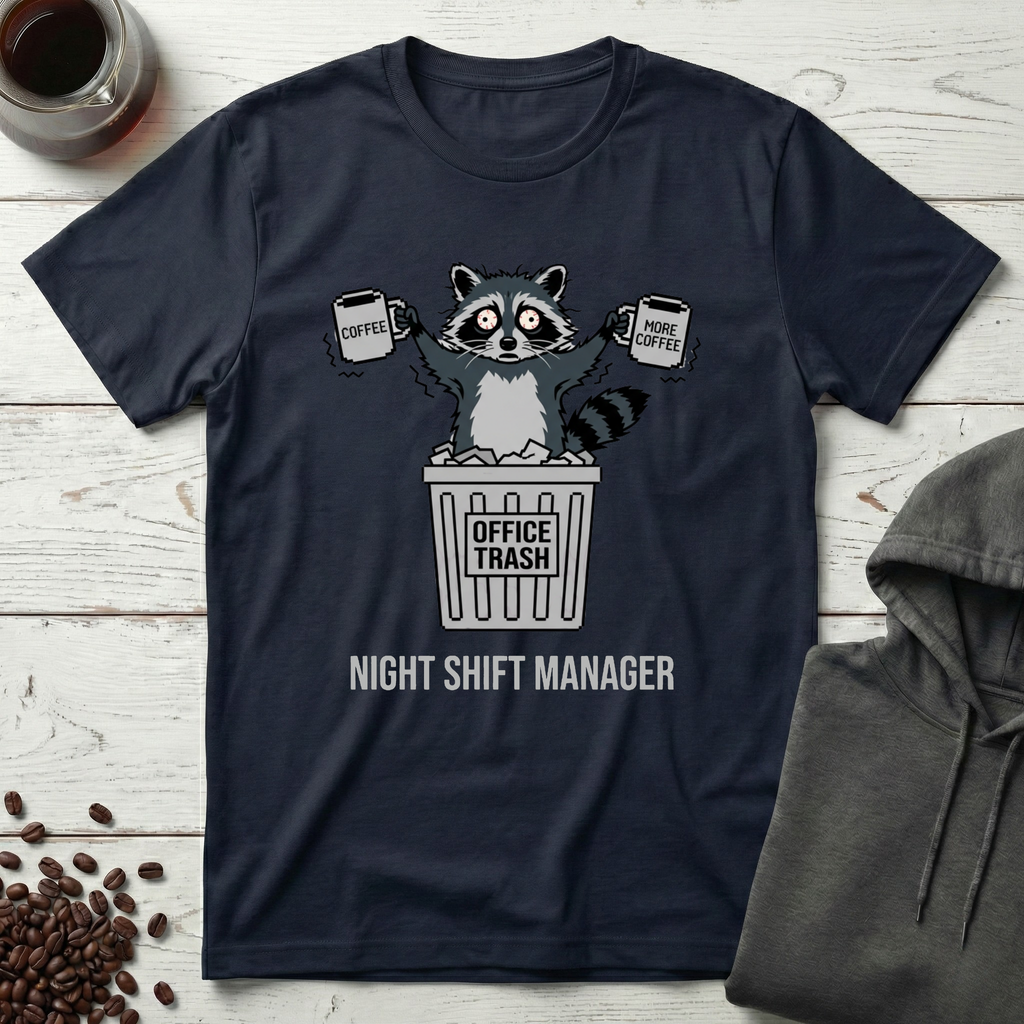Night Shift Manager Raccoon Office Trash T-Shirt