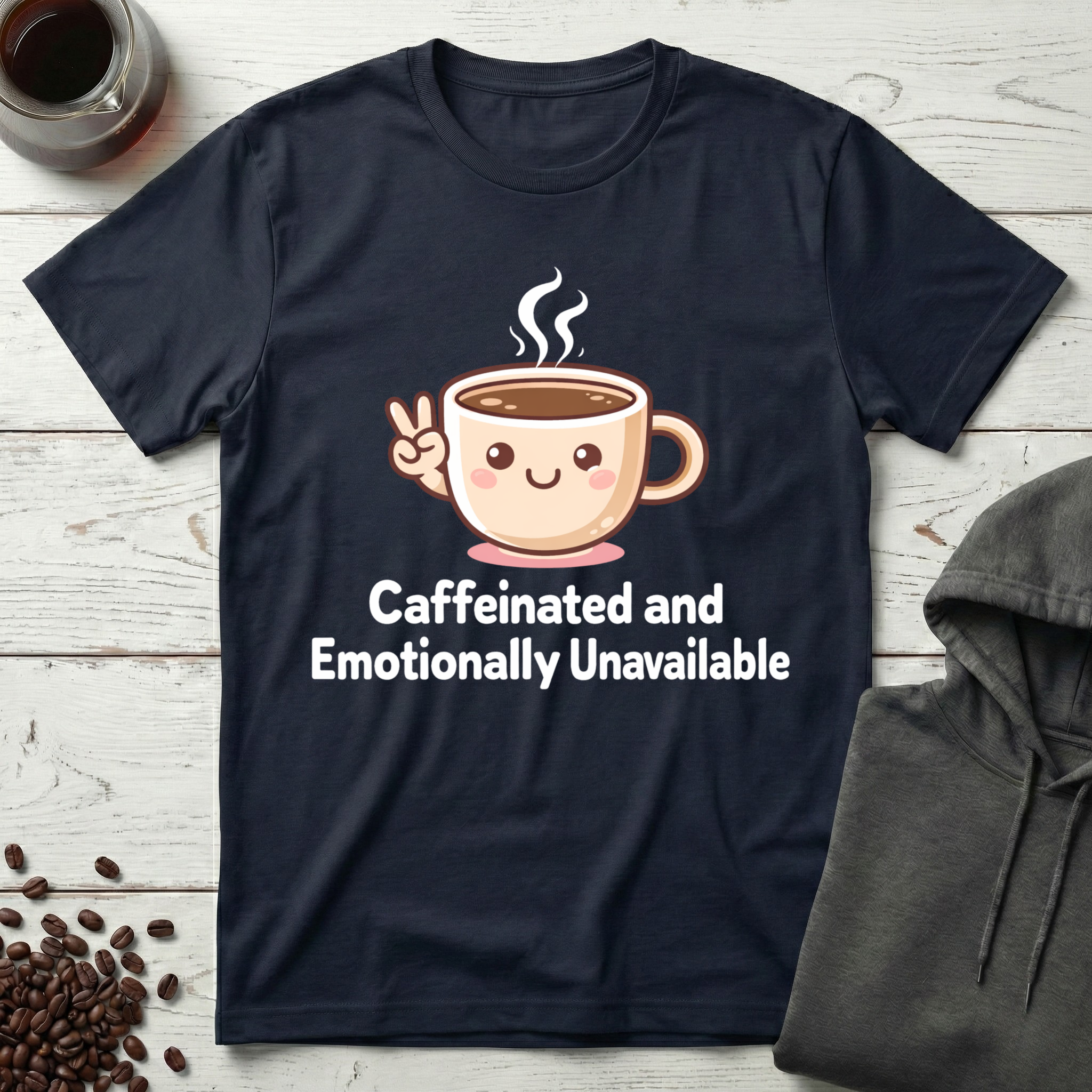 Caffeinated and Emotionally Unavailable T-Shirt
