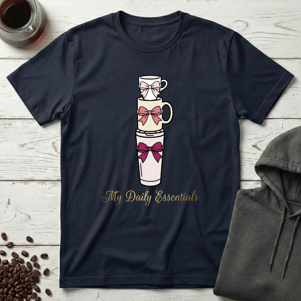 My Daily Essentials Coffee Cups With Bows T-Shirt