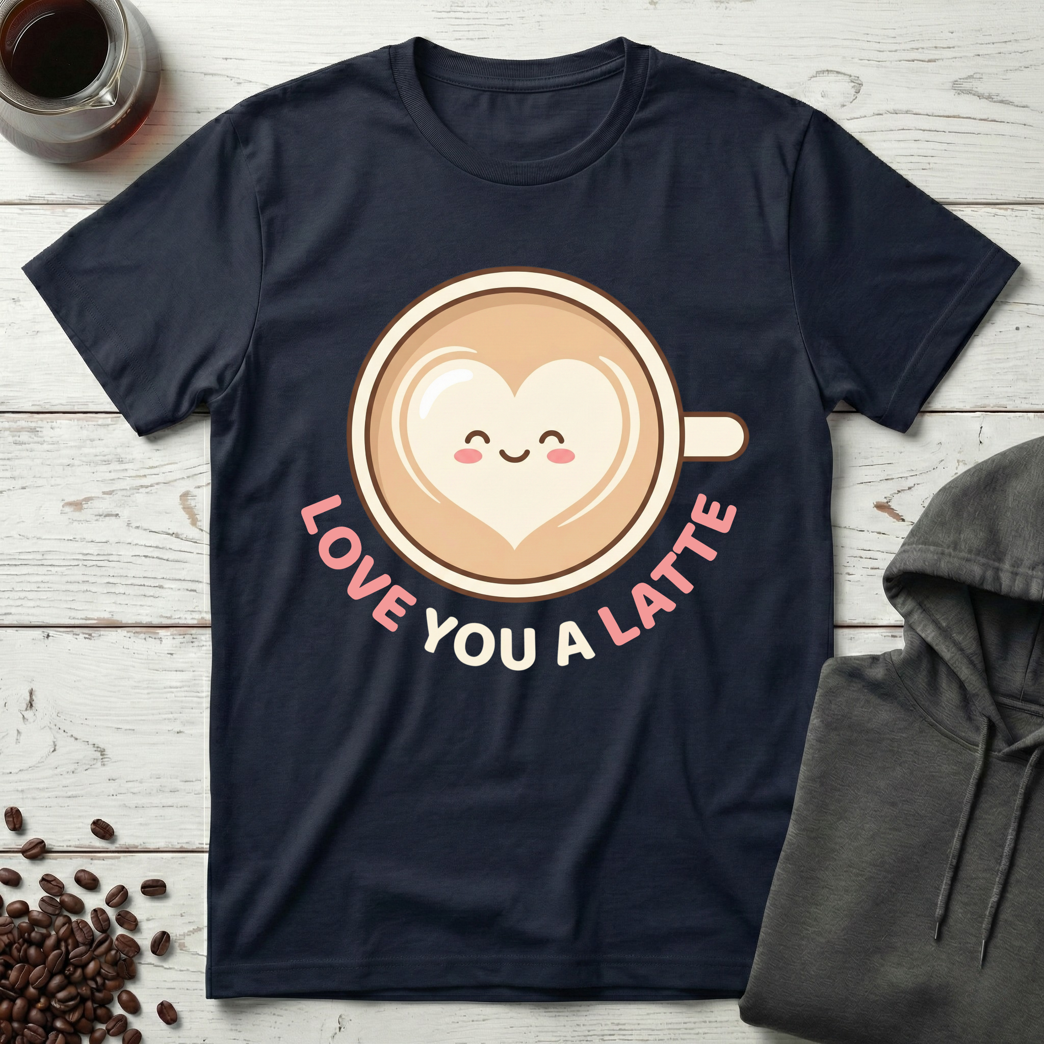 Love You a Latte Cute Heart Coffee Pun T-Shirt