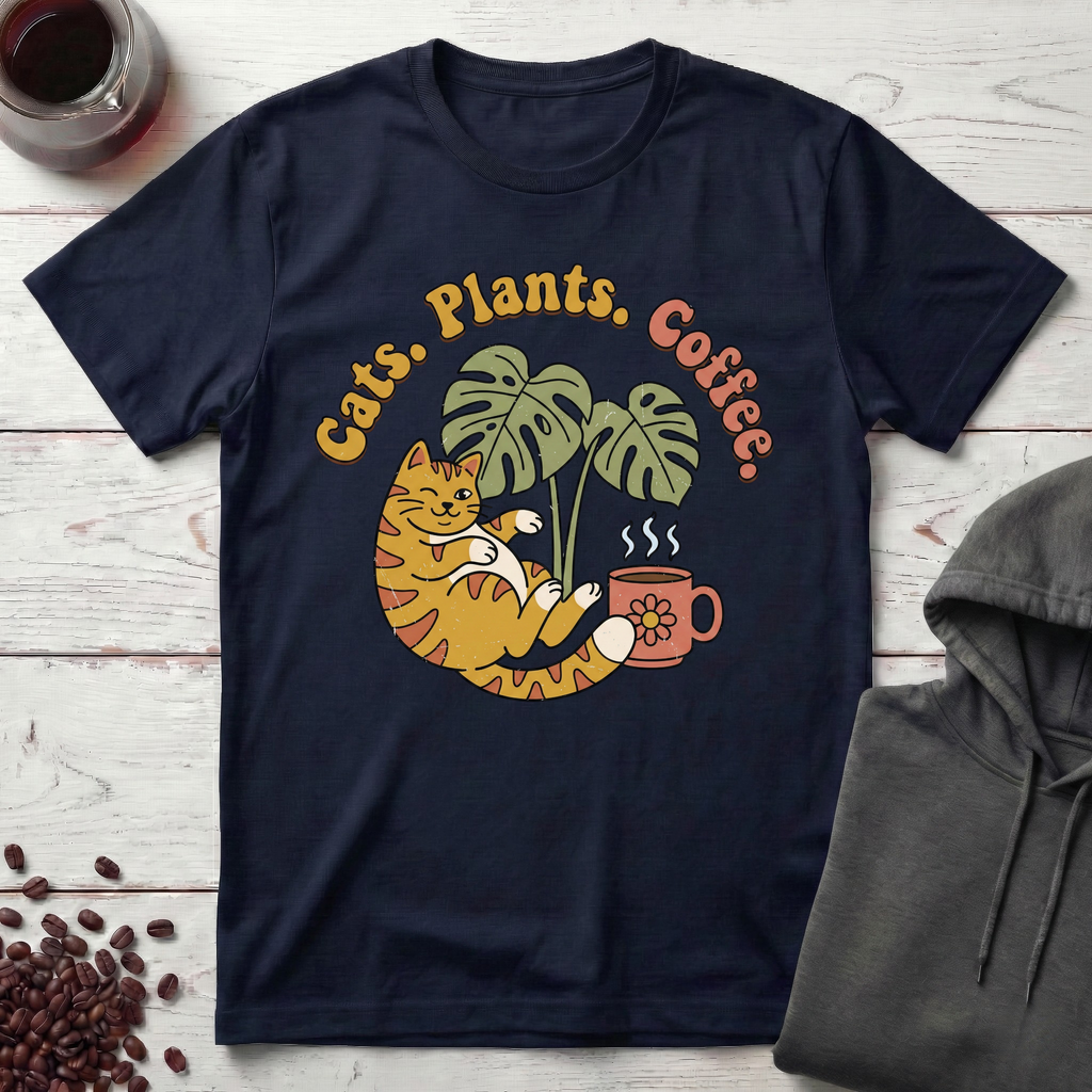 Cats Plants Coffee T-Shirt