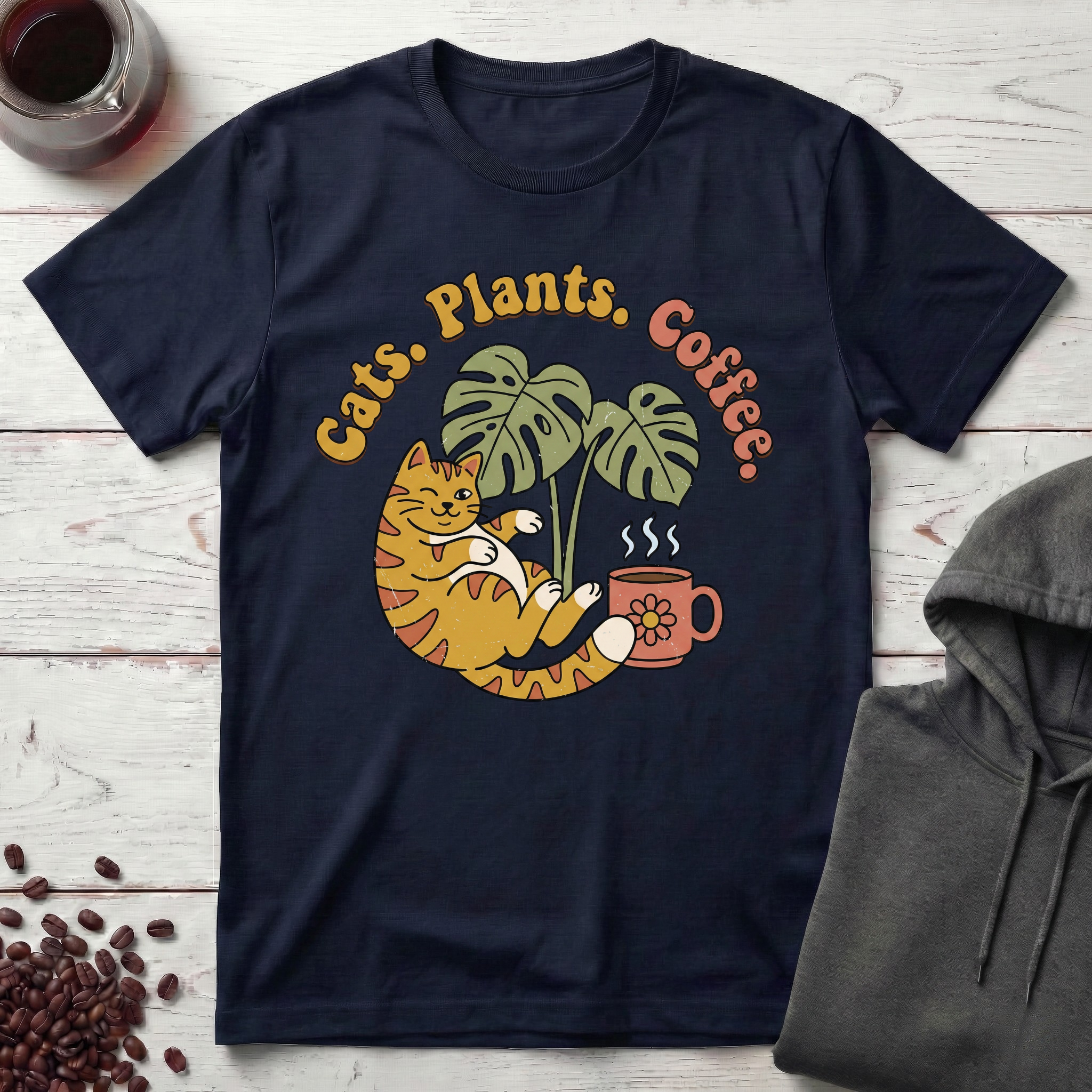 Cats Plants Coffee T-Shirt