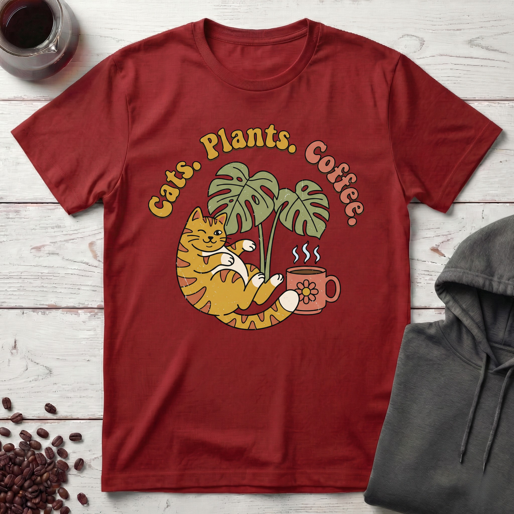 Cats Plants Coffee T-Shirt