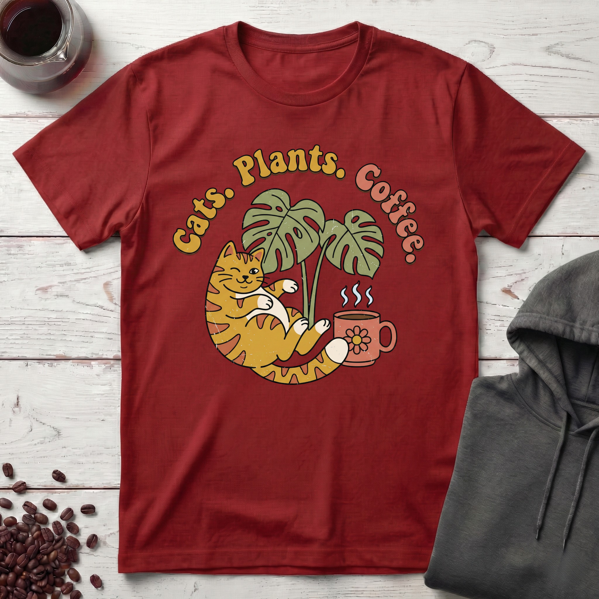 Cats Plants Coffee T-Shirt