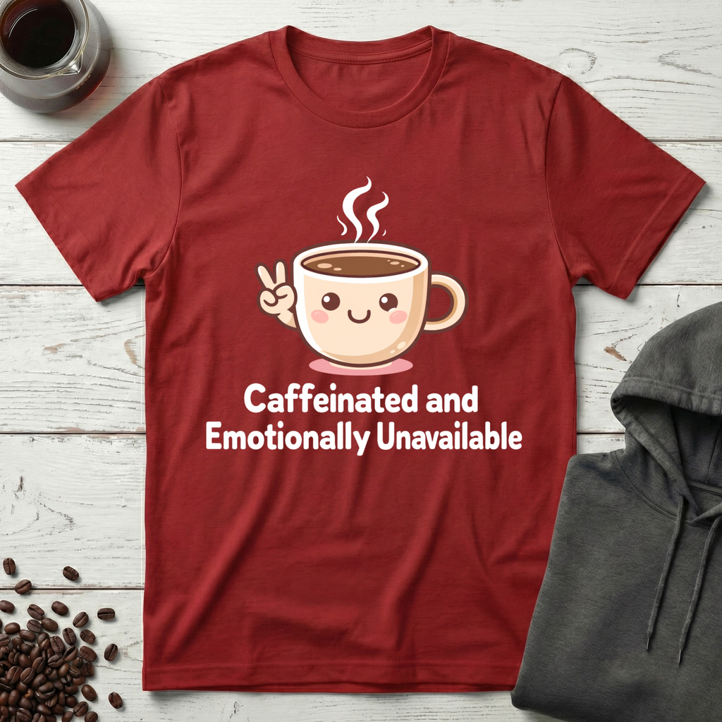Caffeinated and Emotionally Unavailable T-Shirt