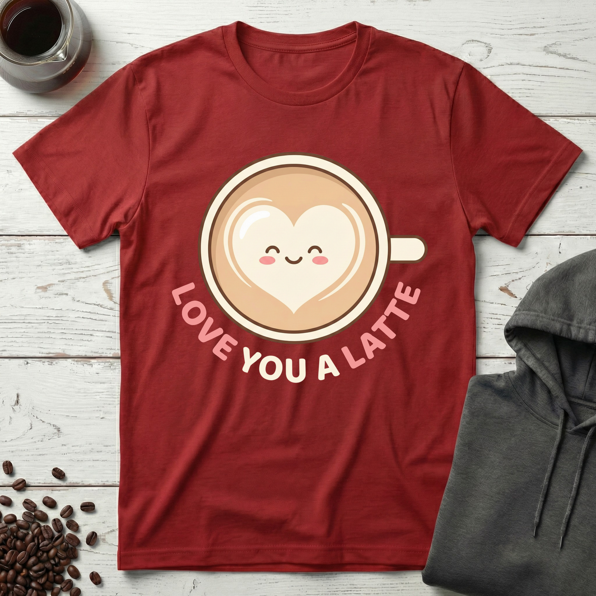 Love You a Latte Cute Heart Coffee Pun T-Shirt