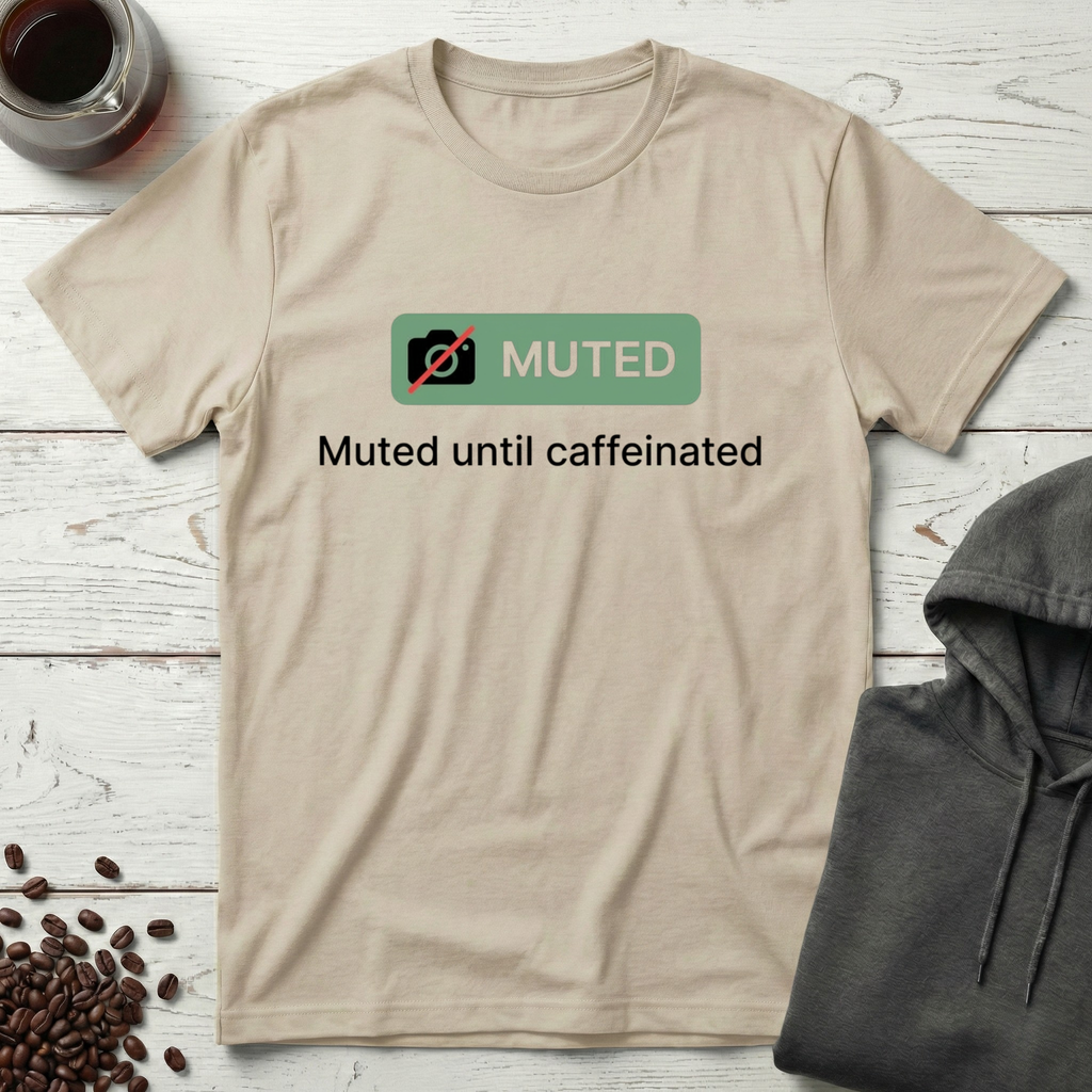 Muted Until Caffeinated Video Call Meeting T-Shirt