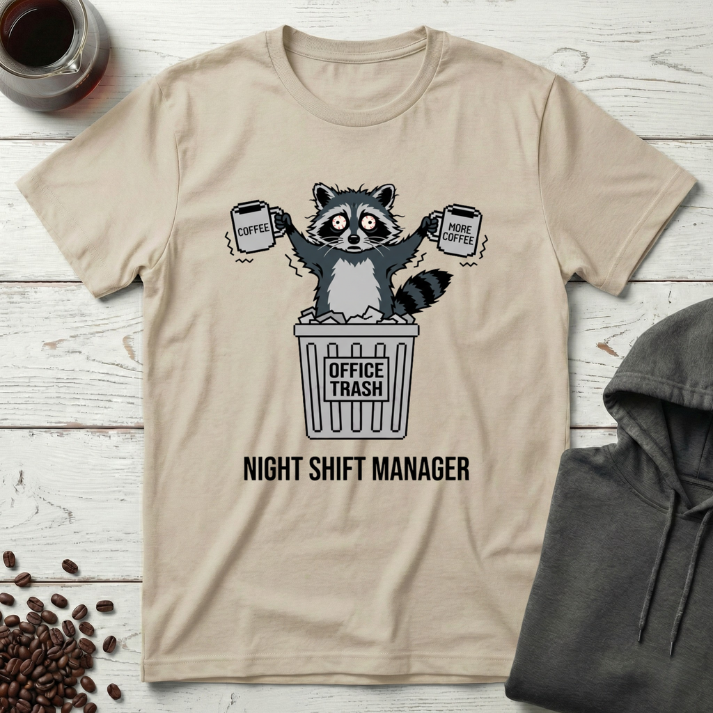 Night Shift Manager Raccoon Office Trash T-Shirt