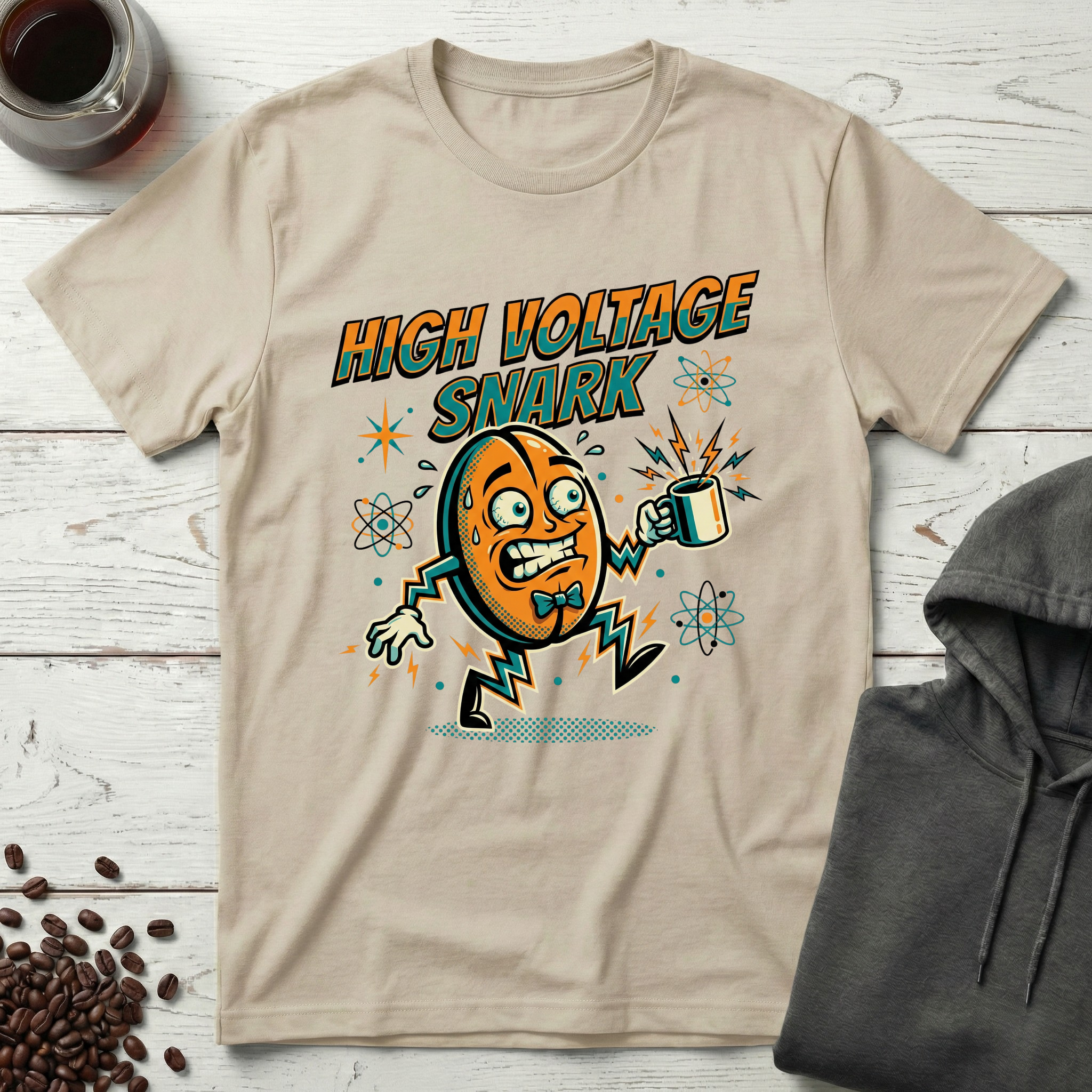 High Voltage Snark Retro Coffee Bean T-Shirt
