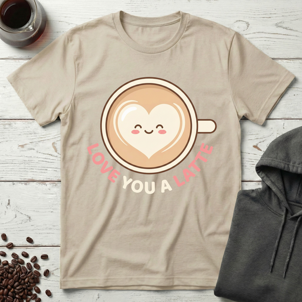 Love You a Latte Cute Heart Coffee Pun T-Shirt