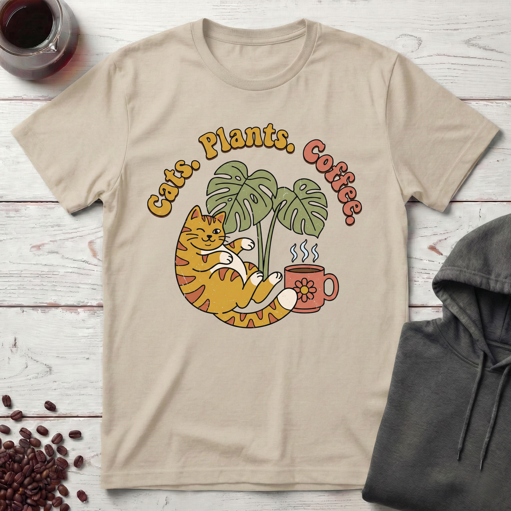 Cats Plants Coffee T-Shirt