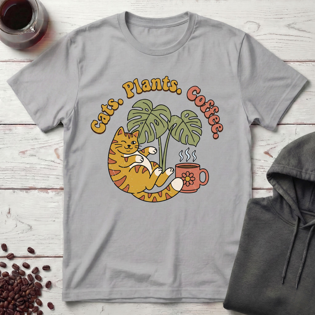 Cats Plants Coffee T-Shirt