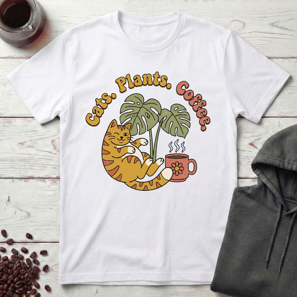 Cats Plants Coffee T-Shirt
