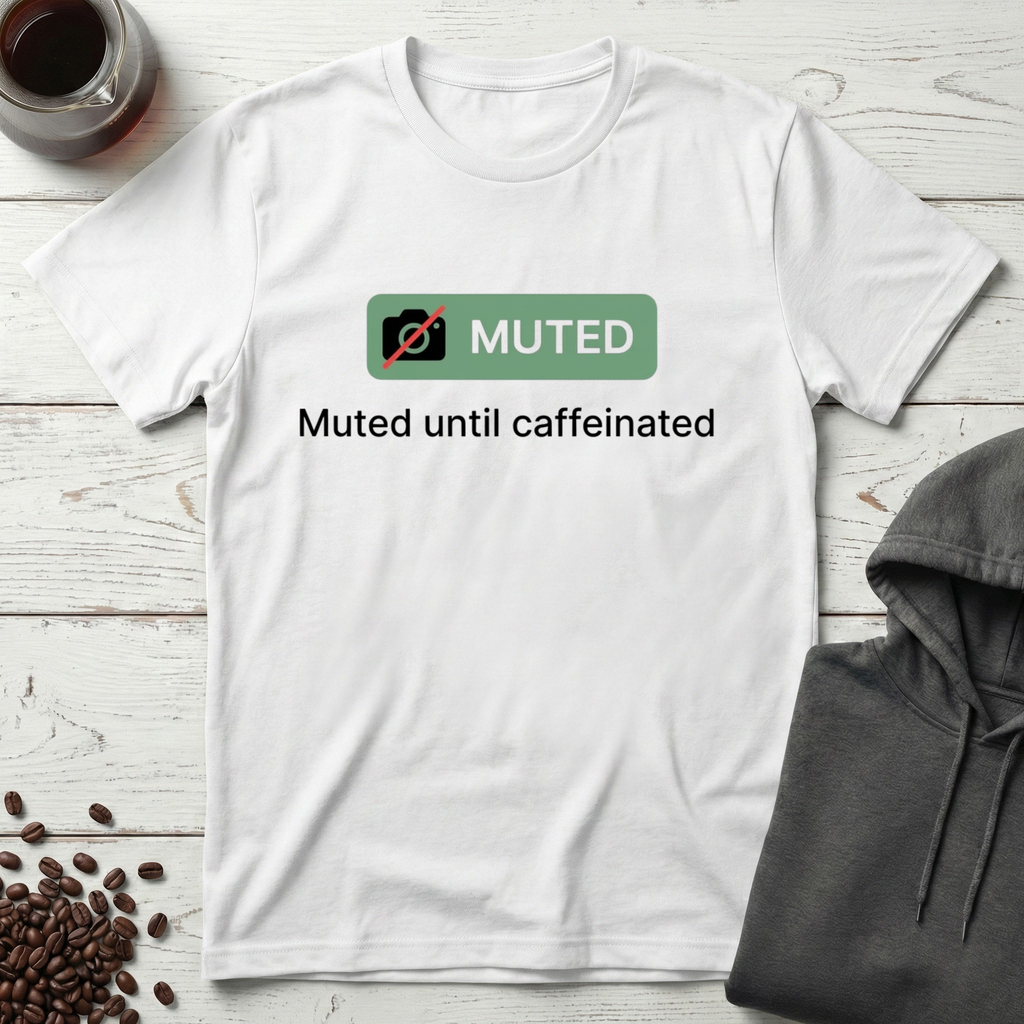 Muted Until Caffeinated Video Call Meeting T-Shirt