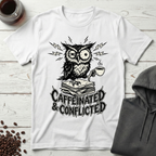 Caffeinated and Conflicted Owl T-Shirt