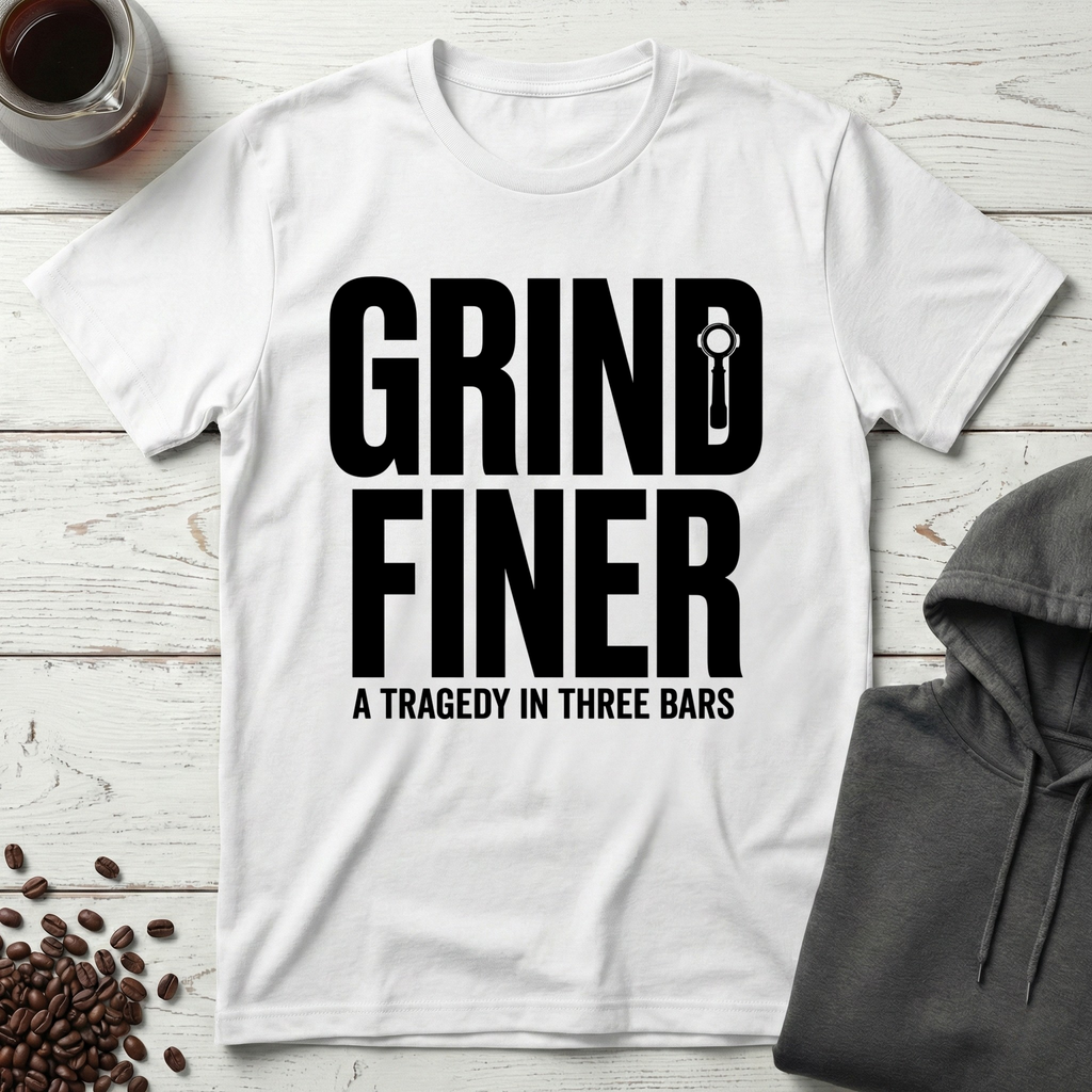 Grind Finer Coffee Snark T-Shirt