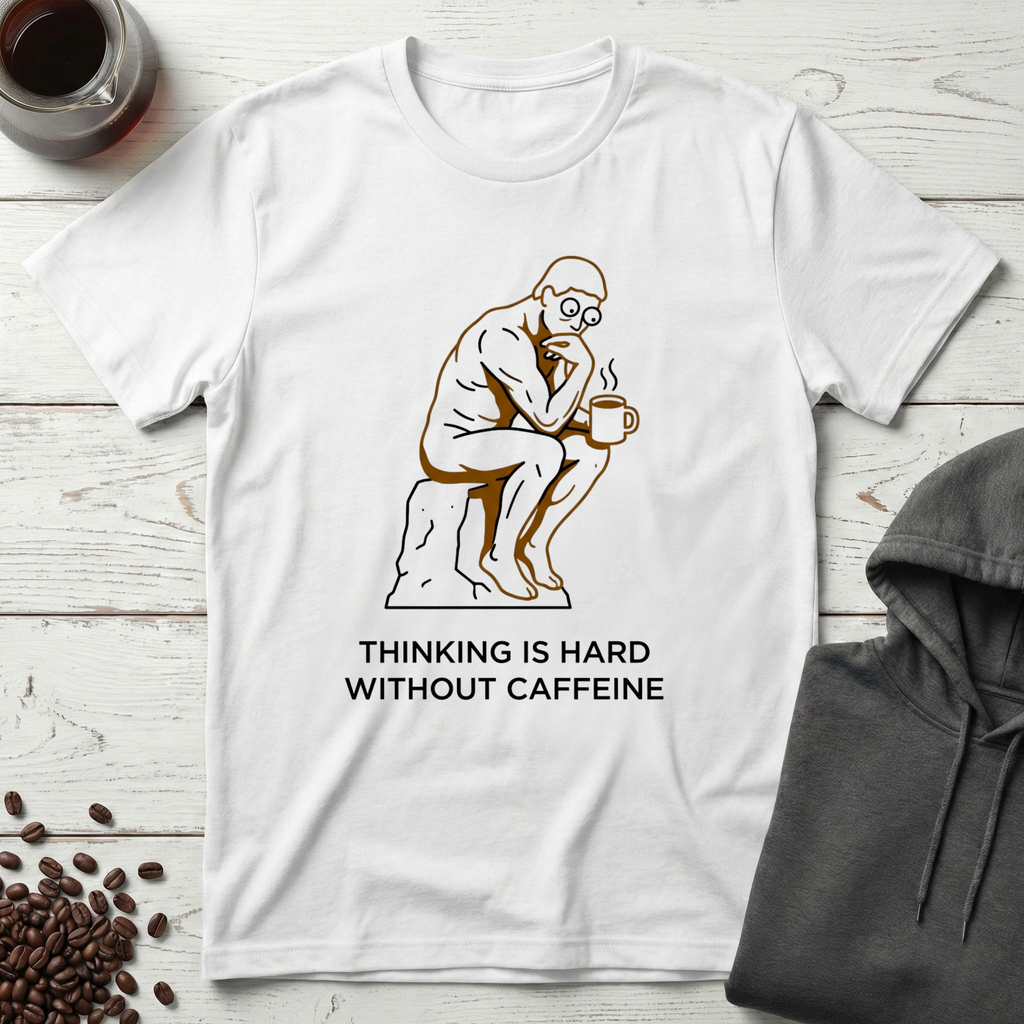 Thinking Is Hard Without Caffeine The Thinker T-Shirt